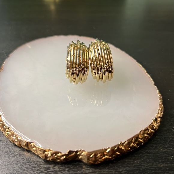 St. John Chunky Half Hoop Clip-On Earrings - Picture 2 of 4